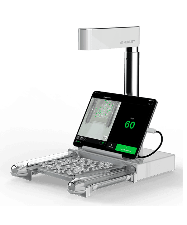 PillEye Station integrated tabletop pill counter for high-volume pharmacy workflows